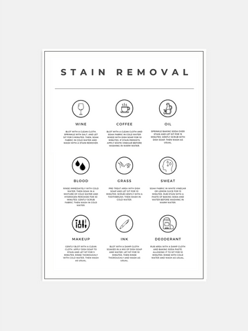 Laundry Stain Removal Guide Poster