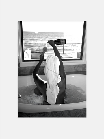 Champain in a Bathtub Poster