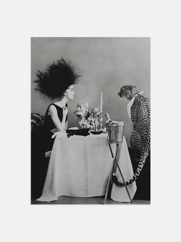 Model with Cheetah Vintage Poster