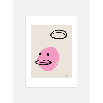 Pink Face Illustration Poster – Modern Wall Art