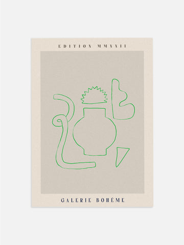 Abstract Green Line Art