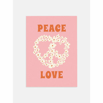 Floral Peace Symbol 70s Poster