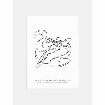 Flamingo Float Line Art Print