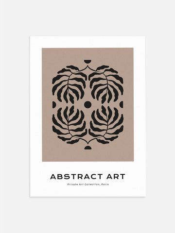 Black & Beige Abstract Floral Art
