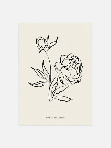 Peony Line Art Bedroom Wall Decor