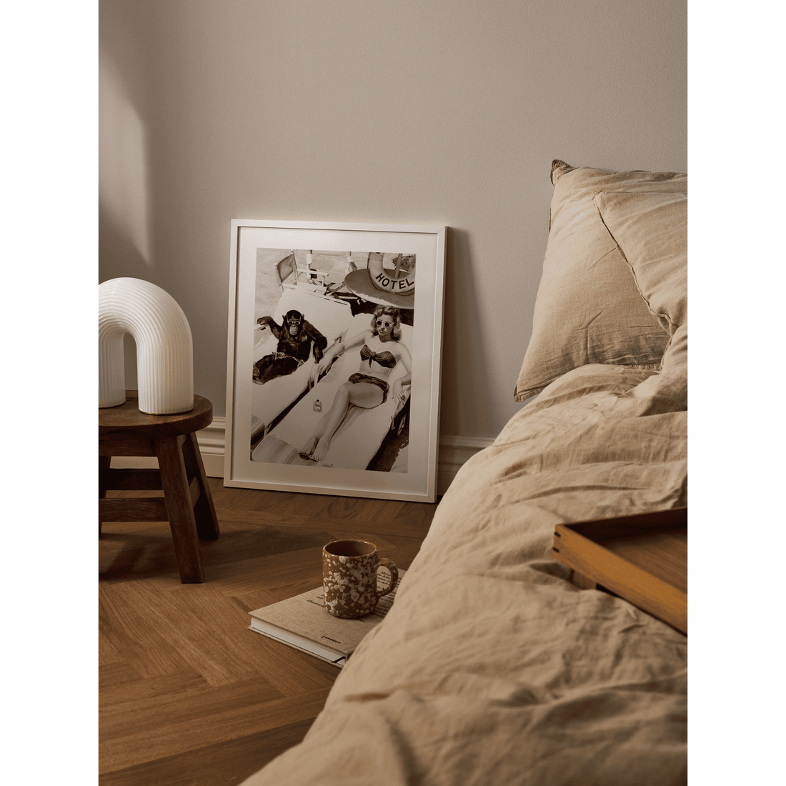 Woman & Chimp Black and White Photography Wall Art