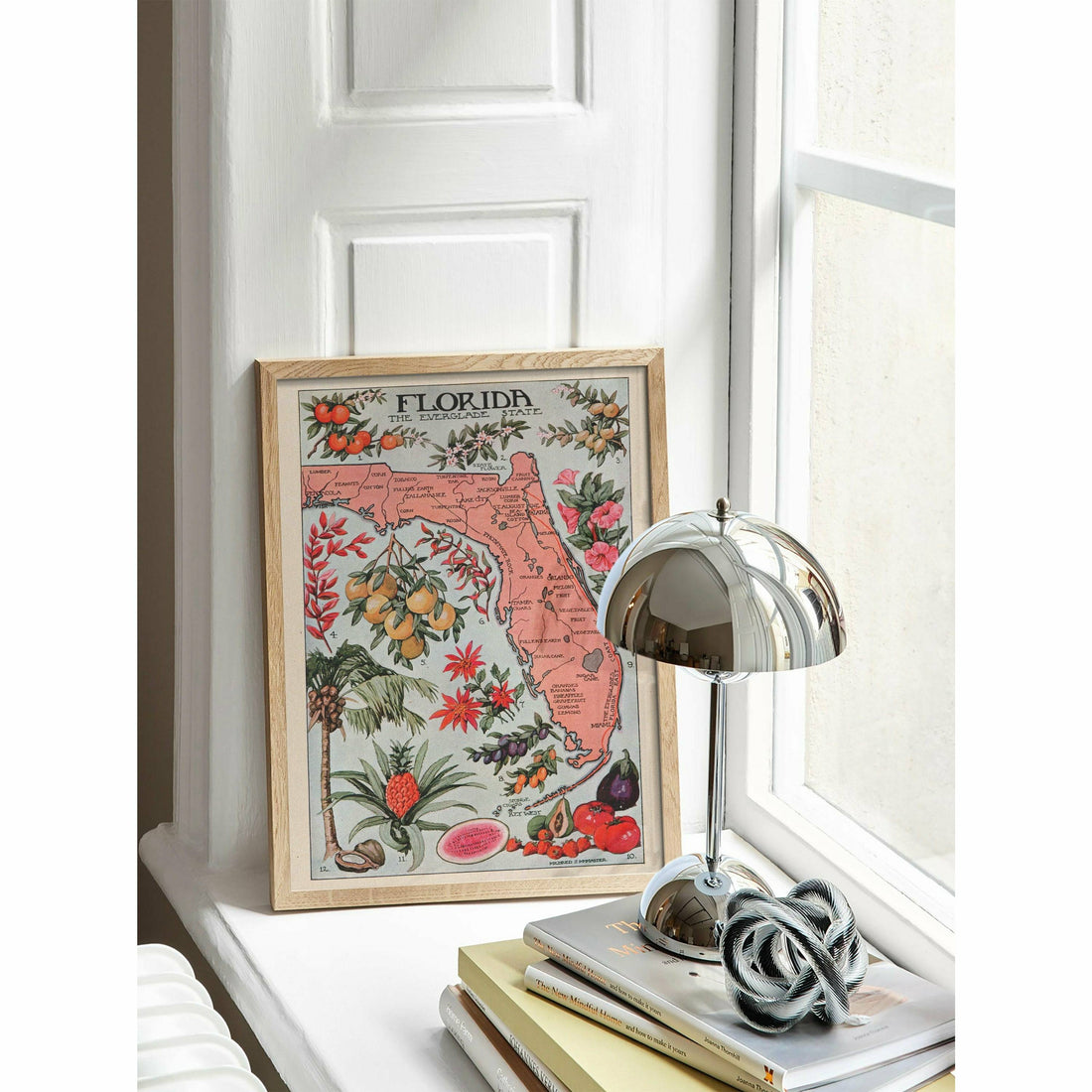 Vintage 1917 map of Florida showing natural resources and vegetation in antique style