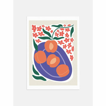 Bowl of Peaches Abstract Kitchen Wall Art