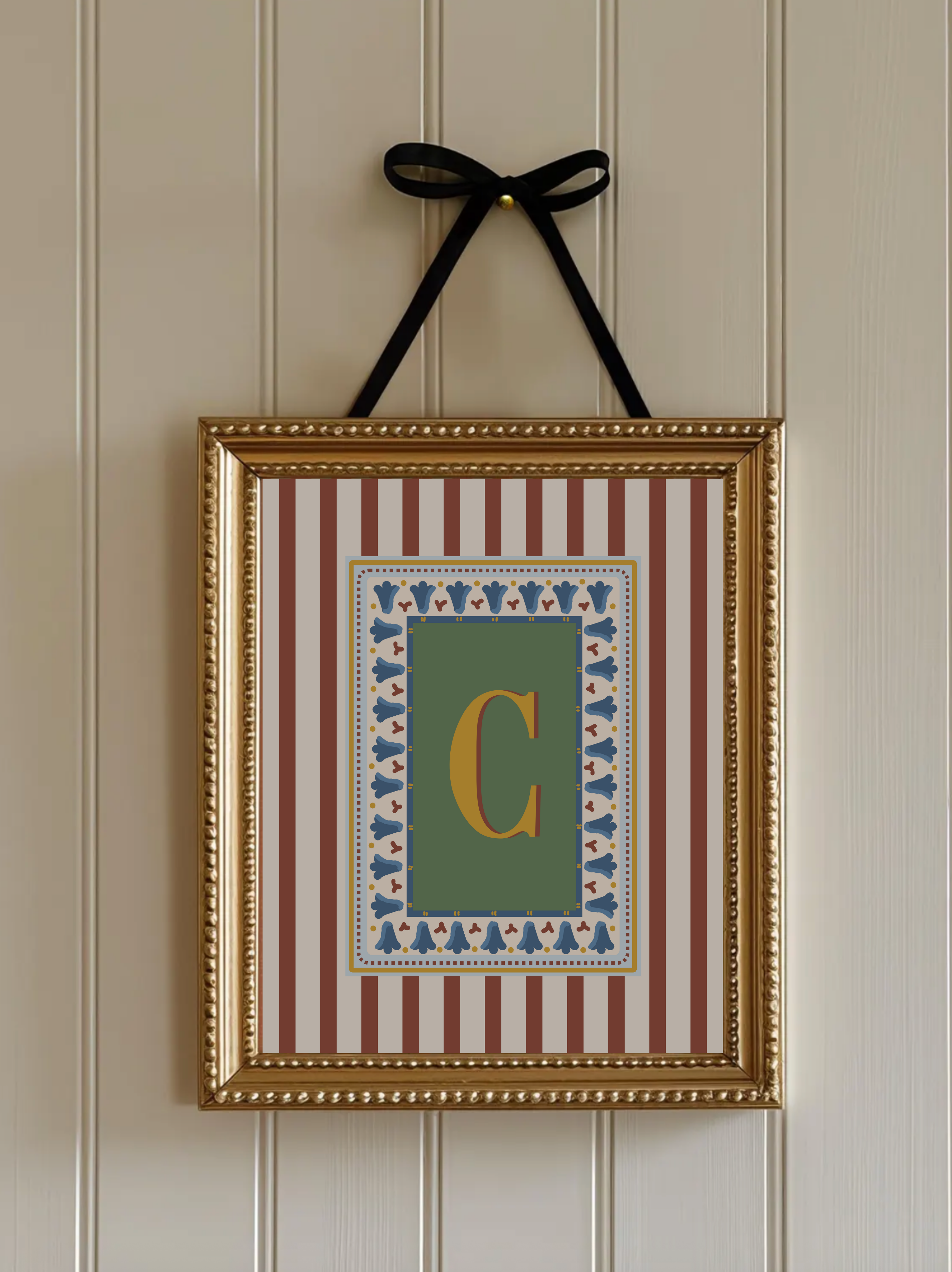 Custom Letter Striped Red Poster