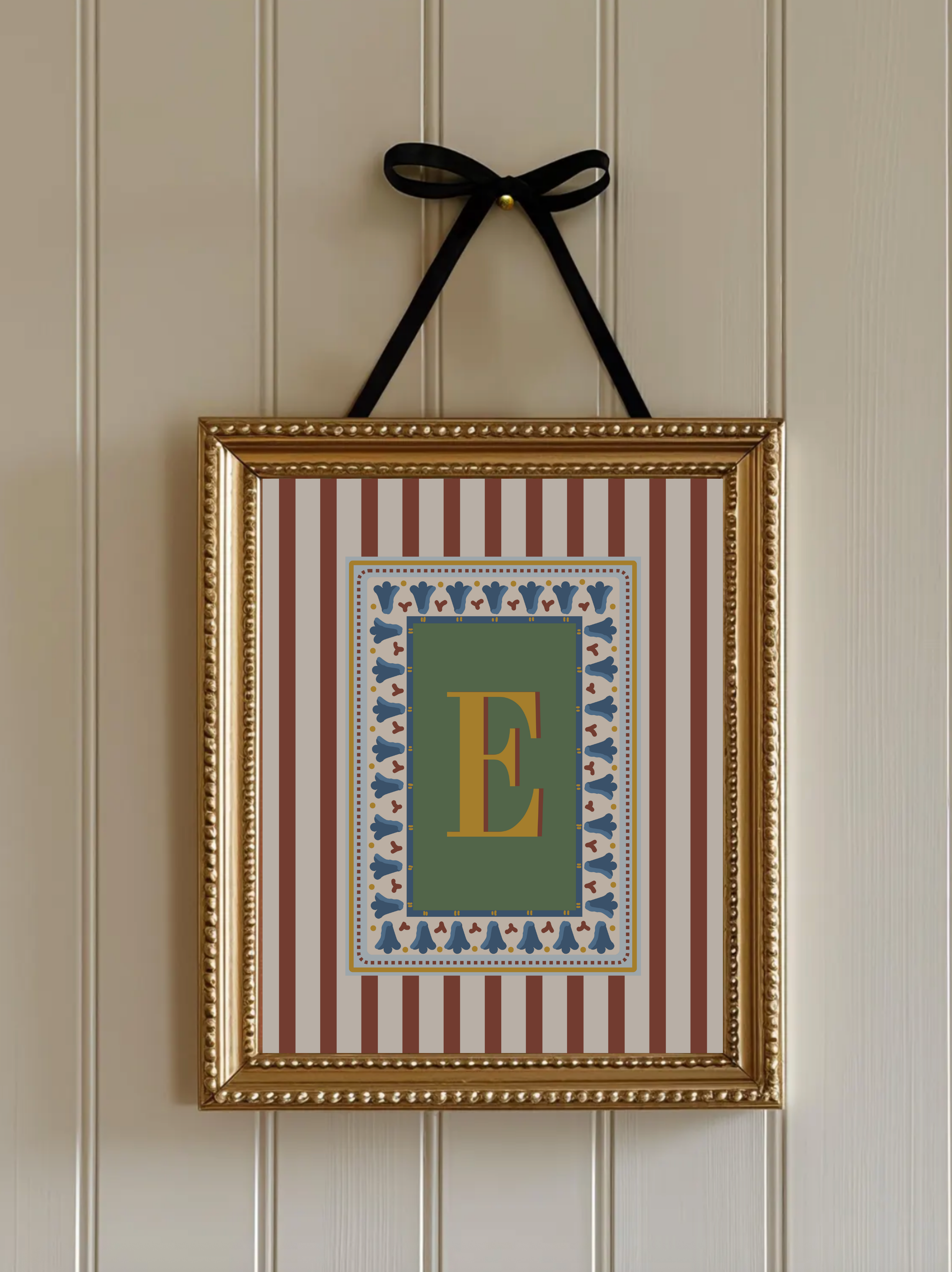 Custom Letter Striped Red Poster