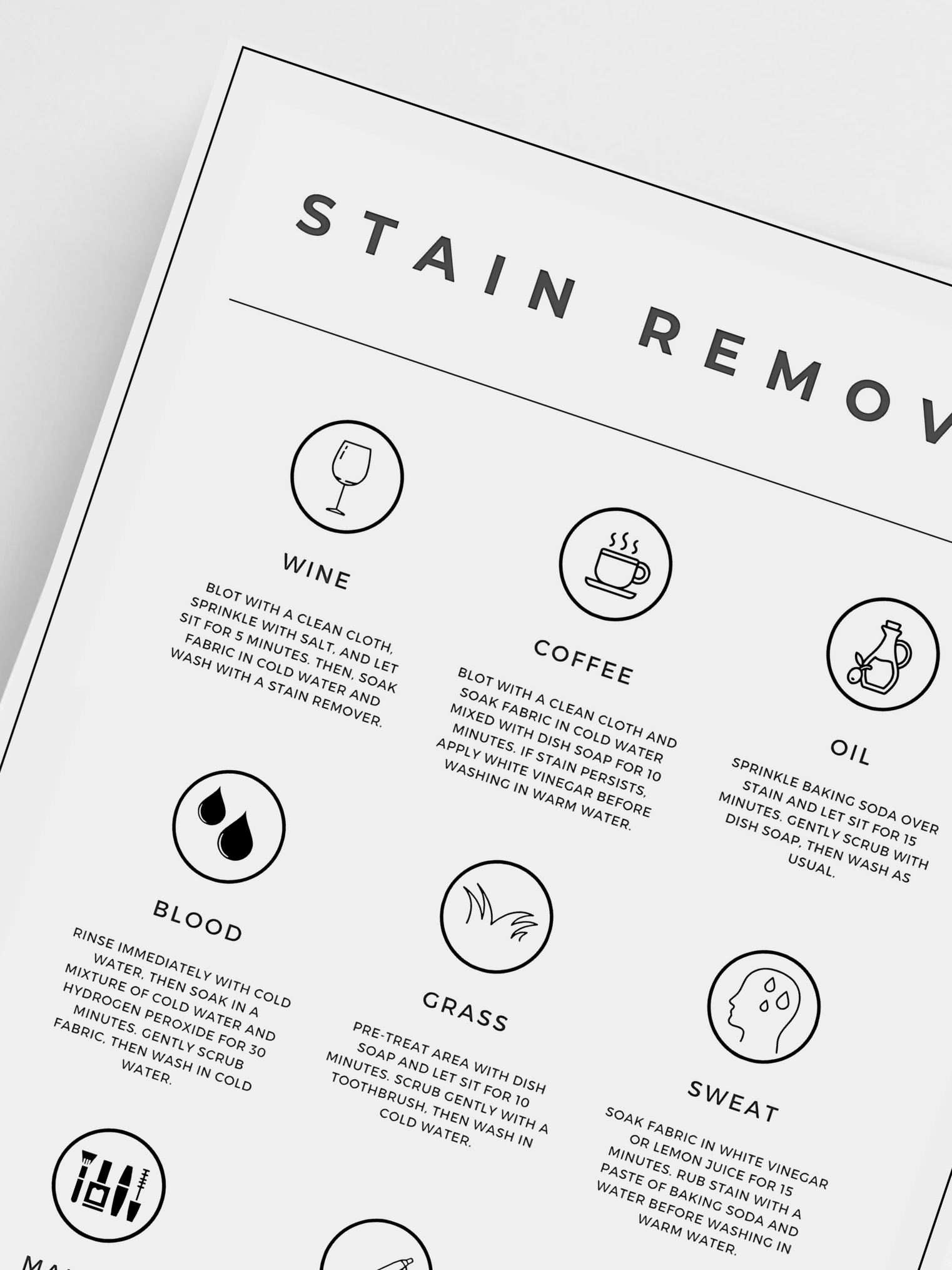 Laundry Stain Removal Guide Poster