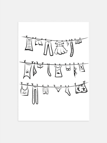 Minimalist Clothesline Laundry Room Poster