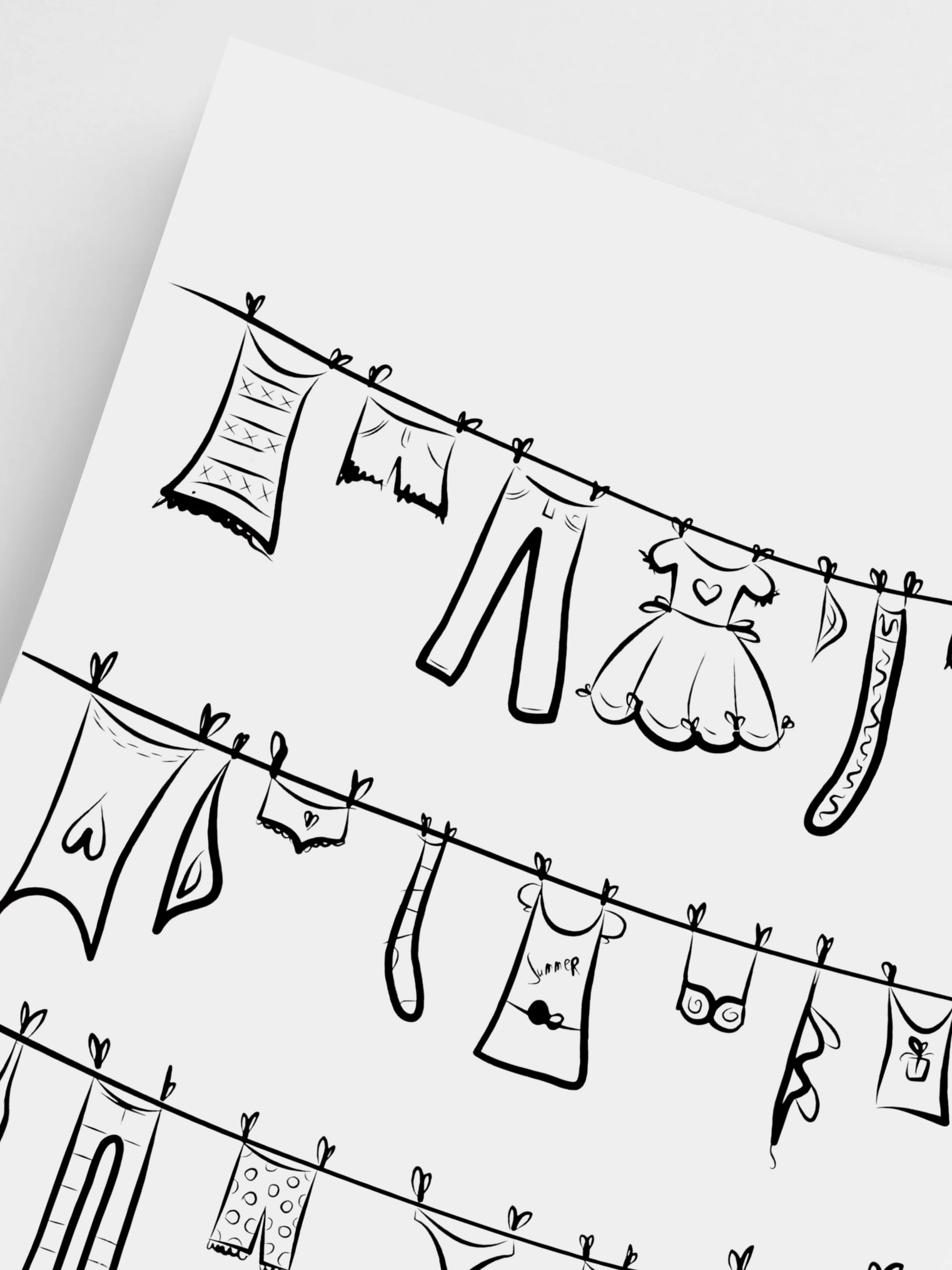 Minimalist Clothesline Laundry Room Poster