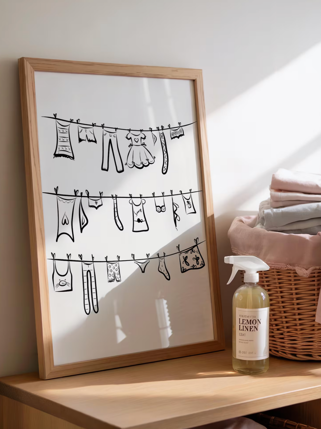 Minimalist Clothesline Laundry Room Poster
