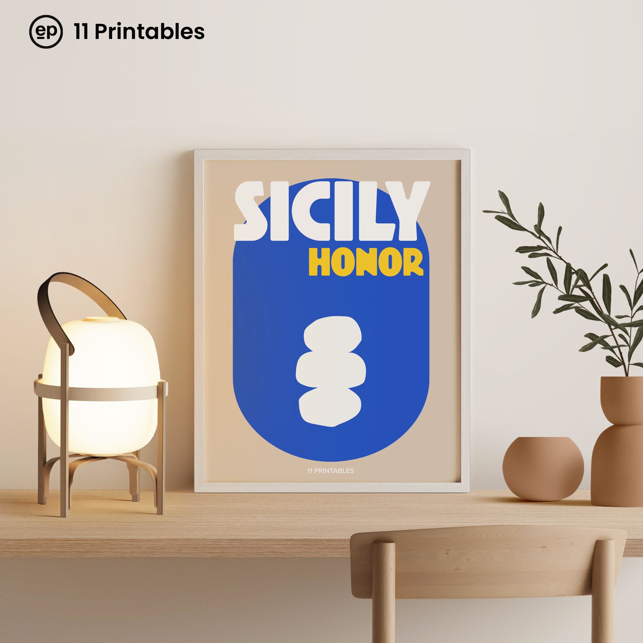Sicily Honor Beige And Blue Poster
