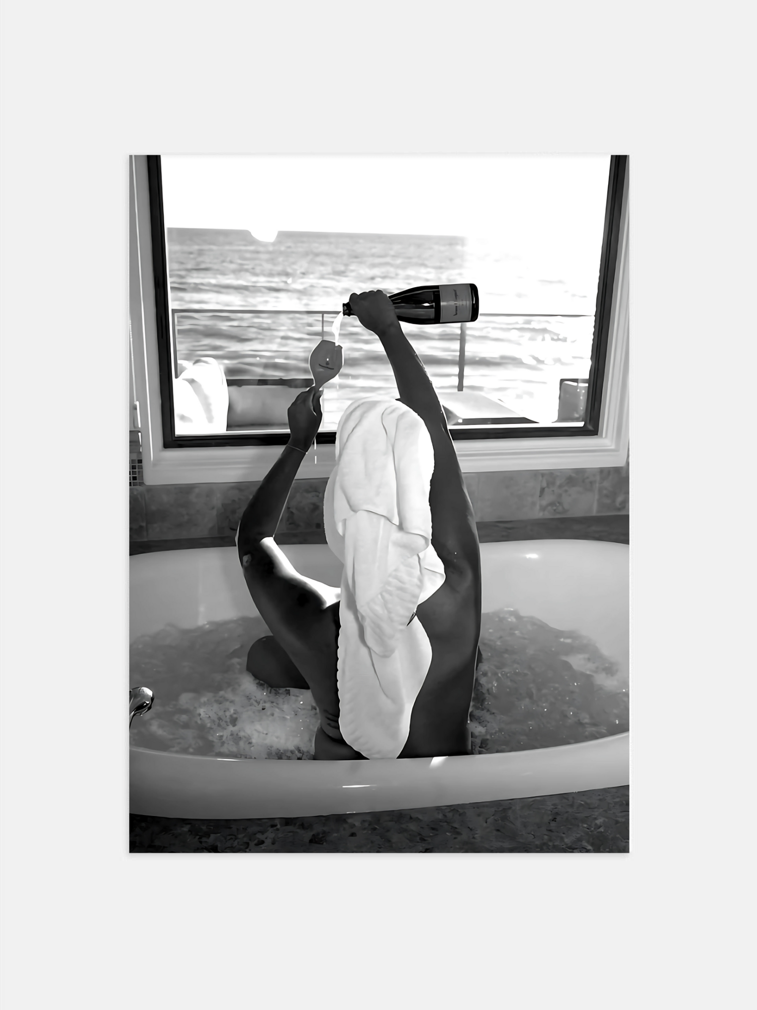 Champain in a Bathtub Poster