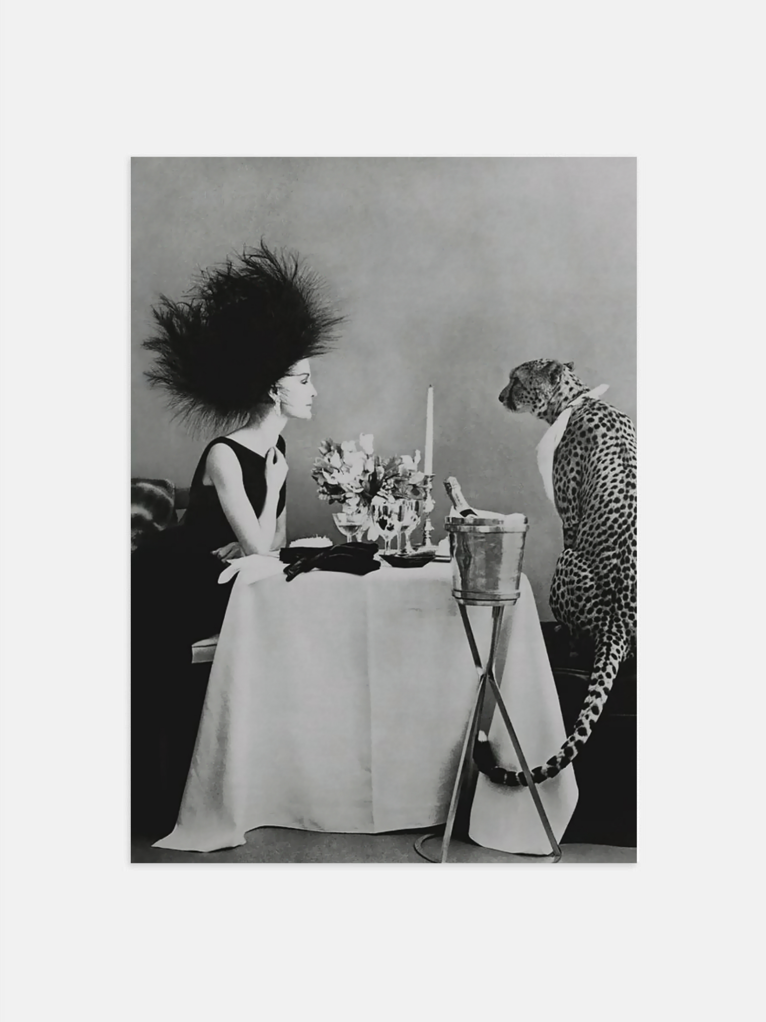 Model with Cheetah Vintage Poster
