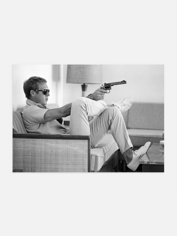 Steve McQueen Aiming Vintage Poster