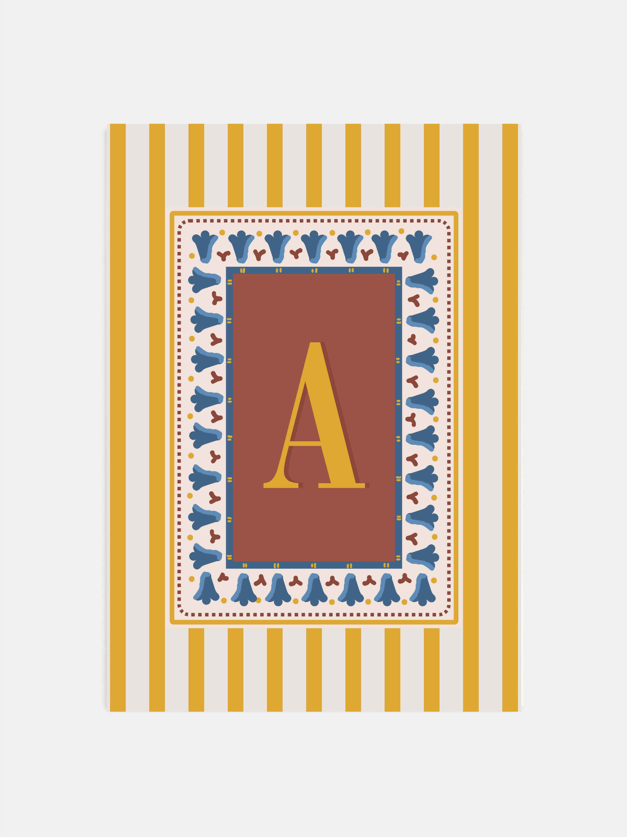 Custom Letter Striped Yellow Poster