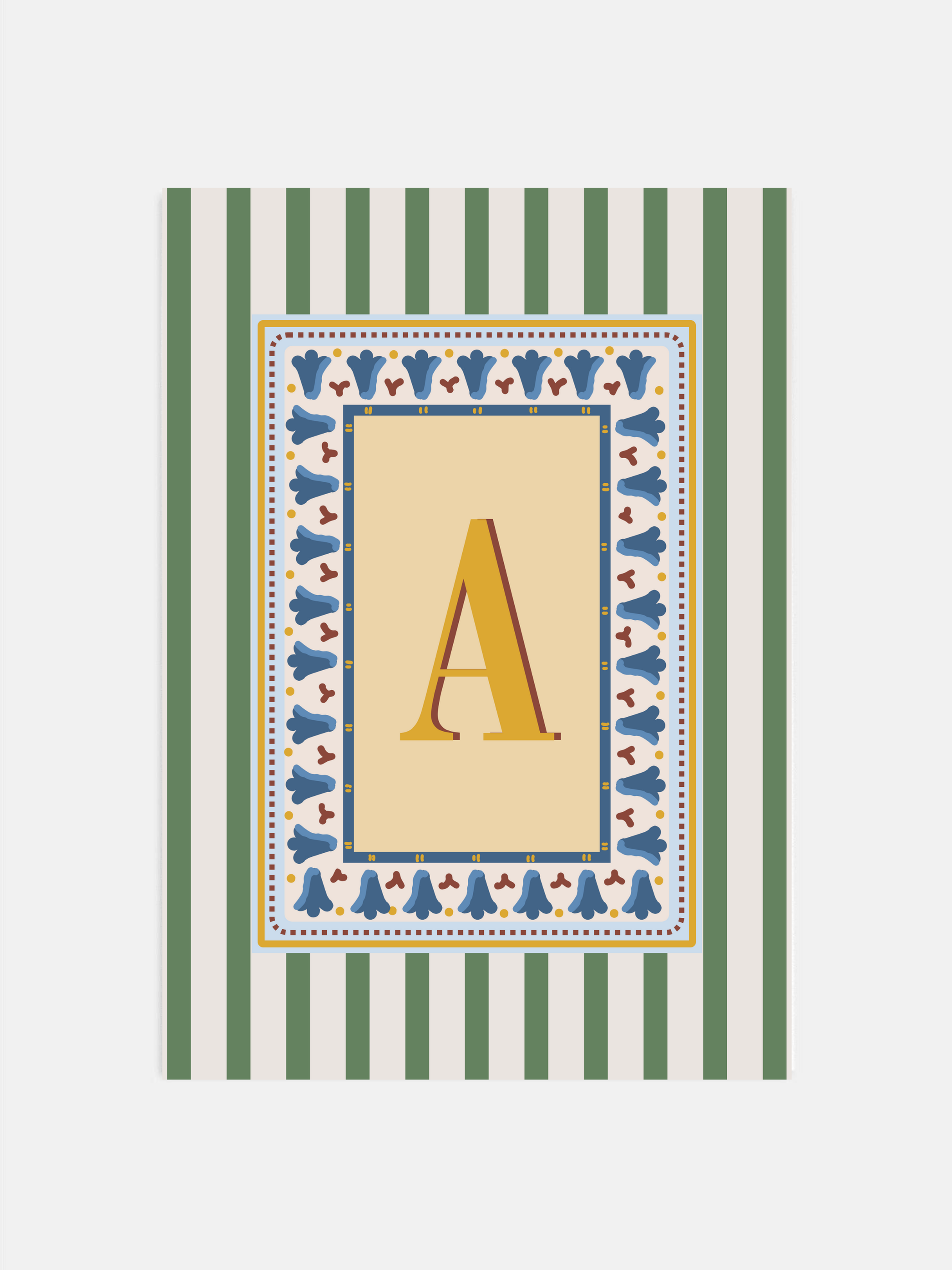 Custom Letter Striped Green Poster