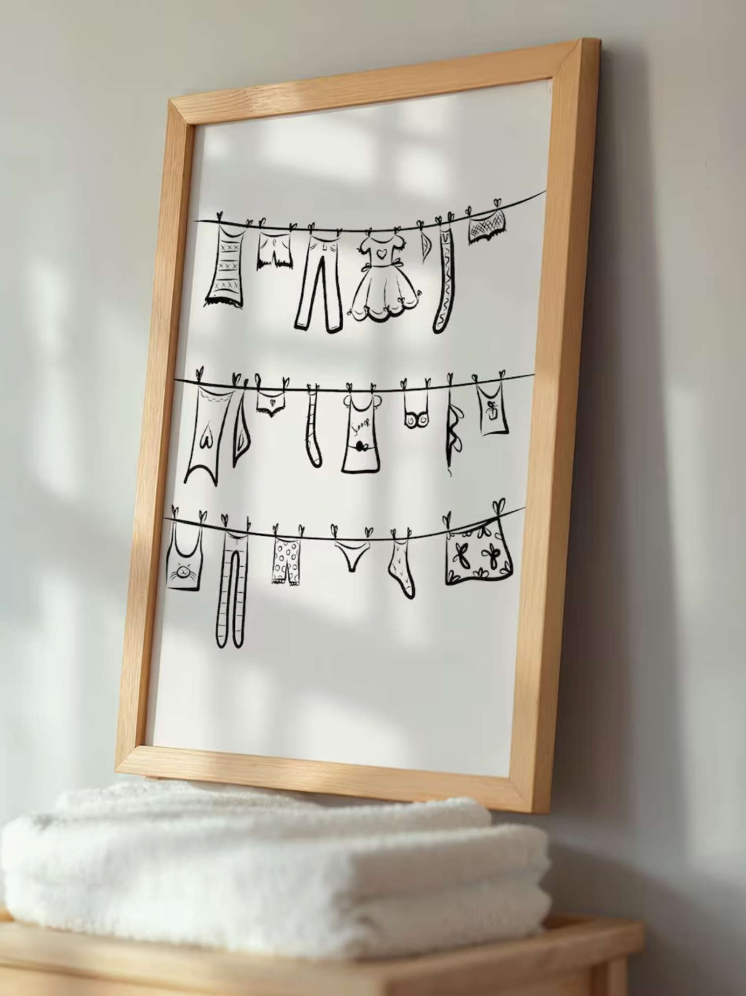 Minimalist Clothesline Laundry Room Poster