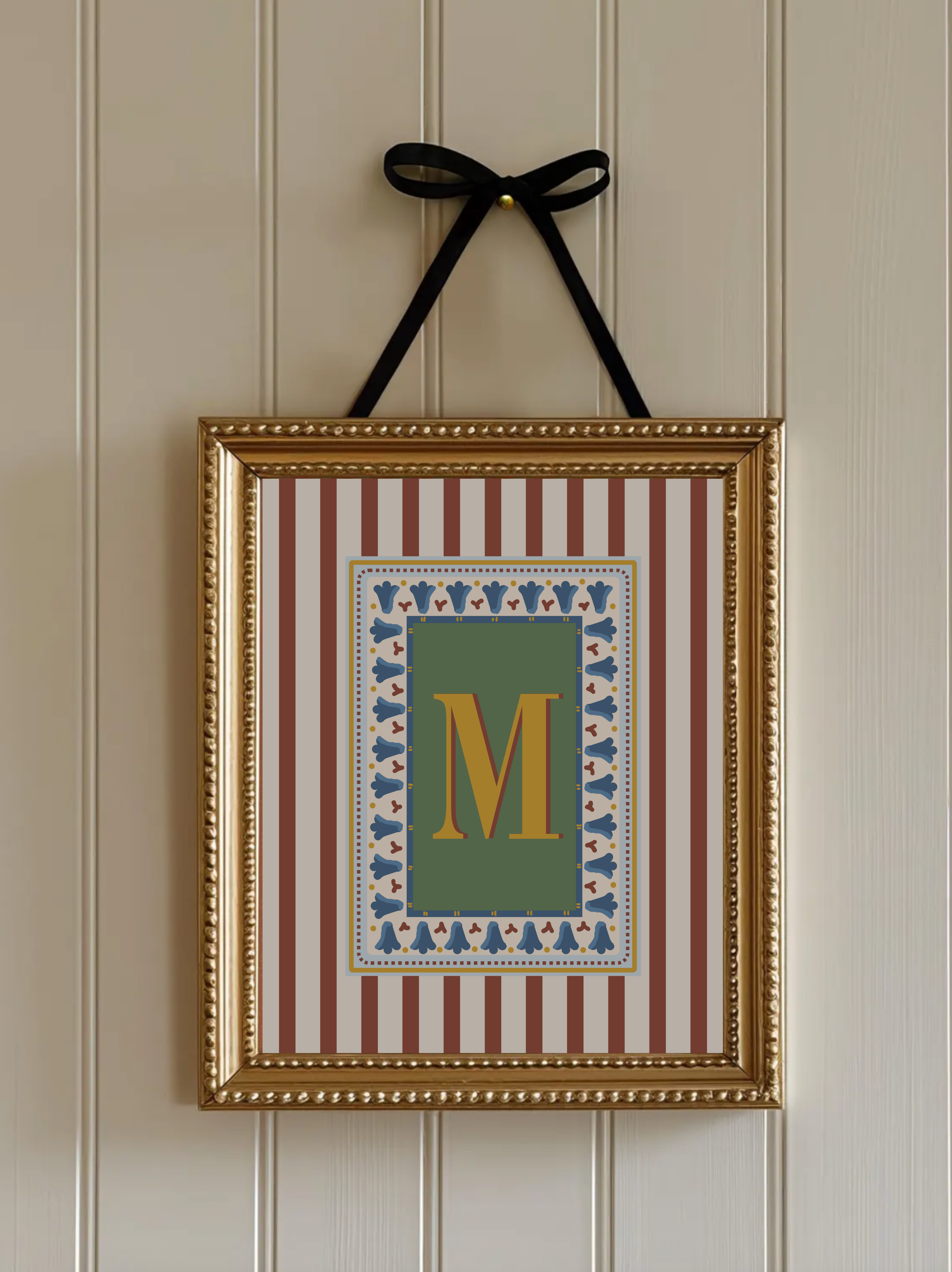 Custom Letter Striped Red Poster