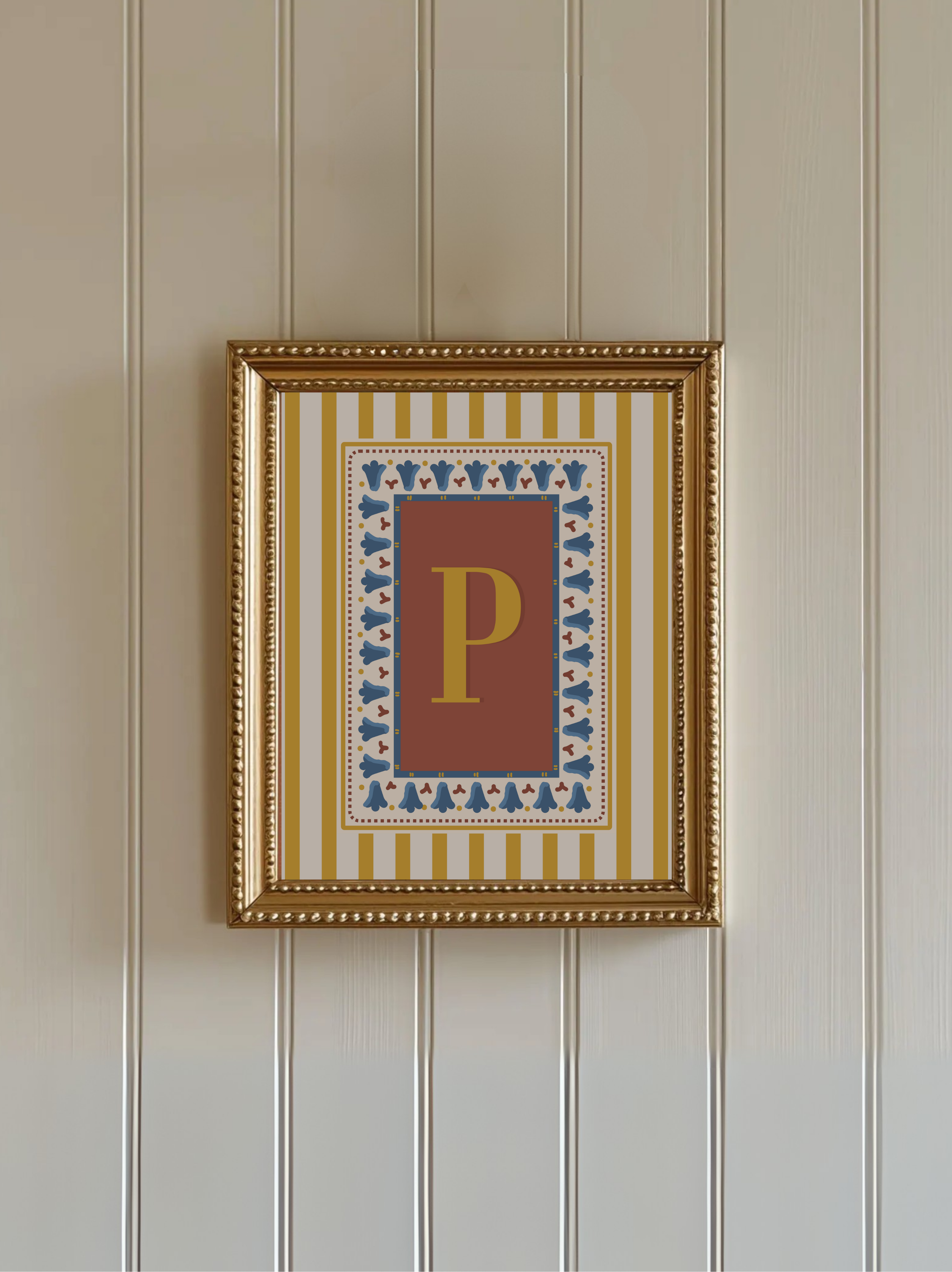 Custom Letter Striped Yellow Poster
