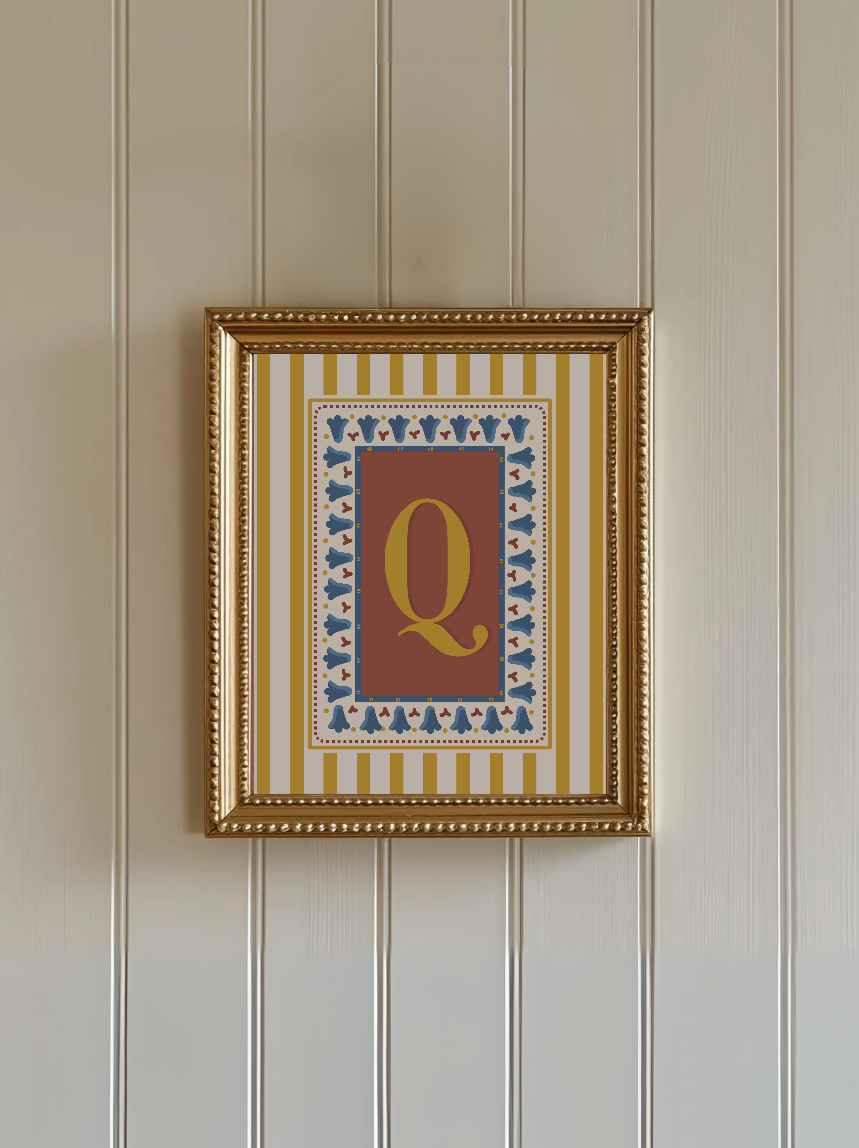 Custom Letter Striped Yellow Poster