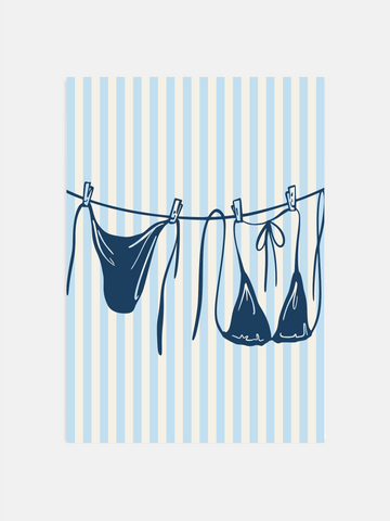 Blue Coastal Summer Laundry Poster