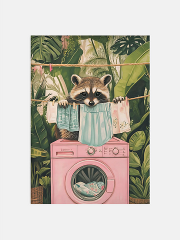 Raccoon Laundry Botanical Wall Art II