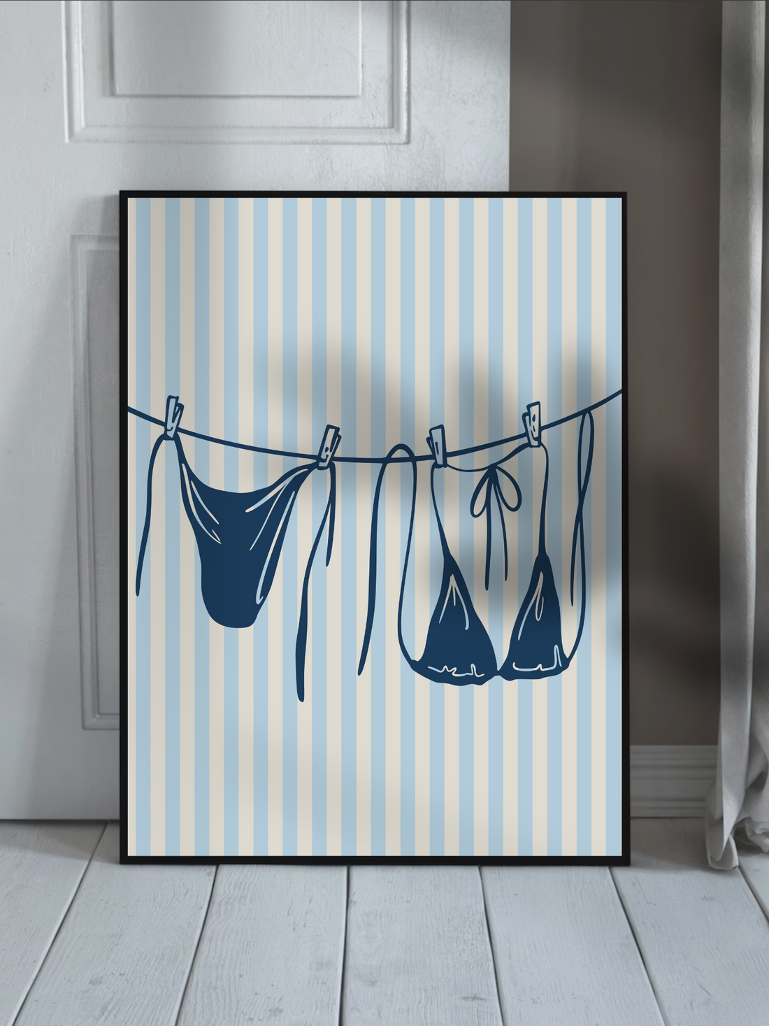 Blue Coastal Summer Laundry Poster