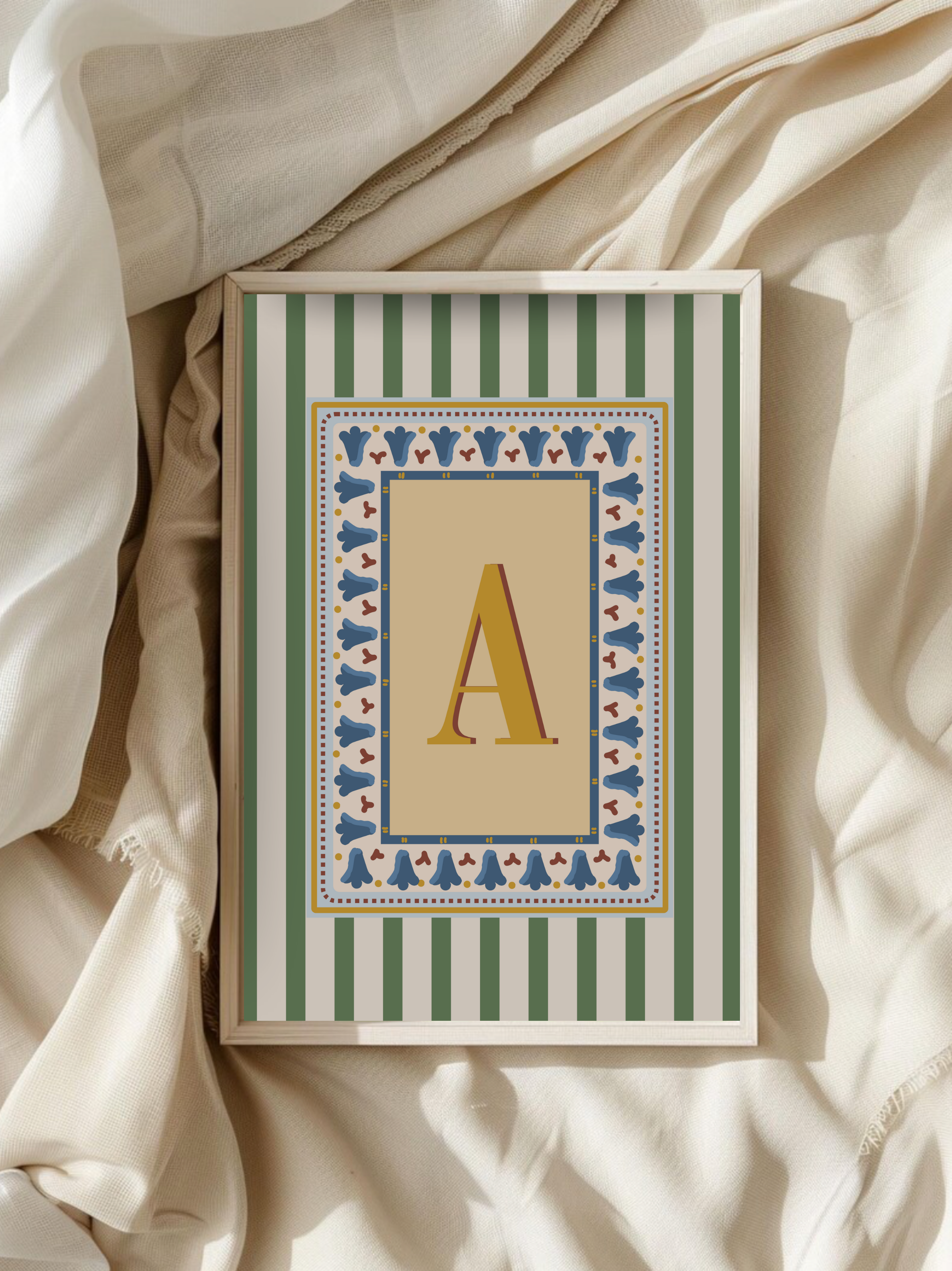 Custom Letter Striped Green Poster