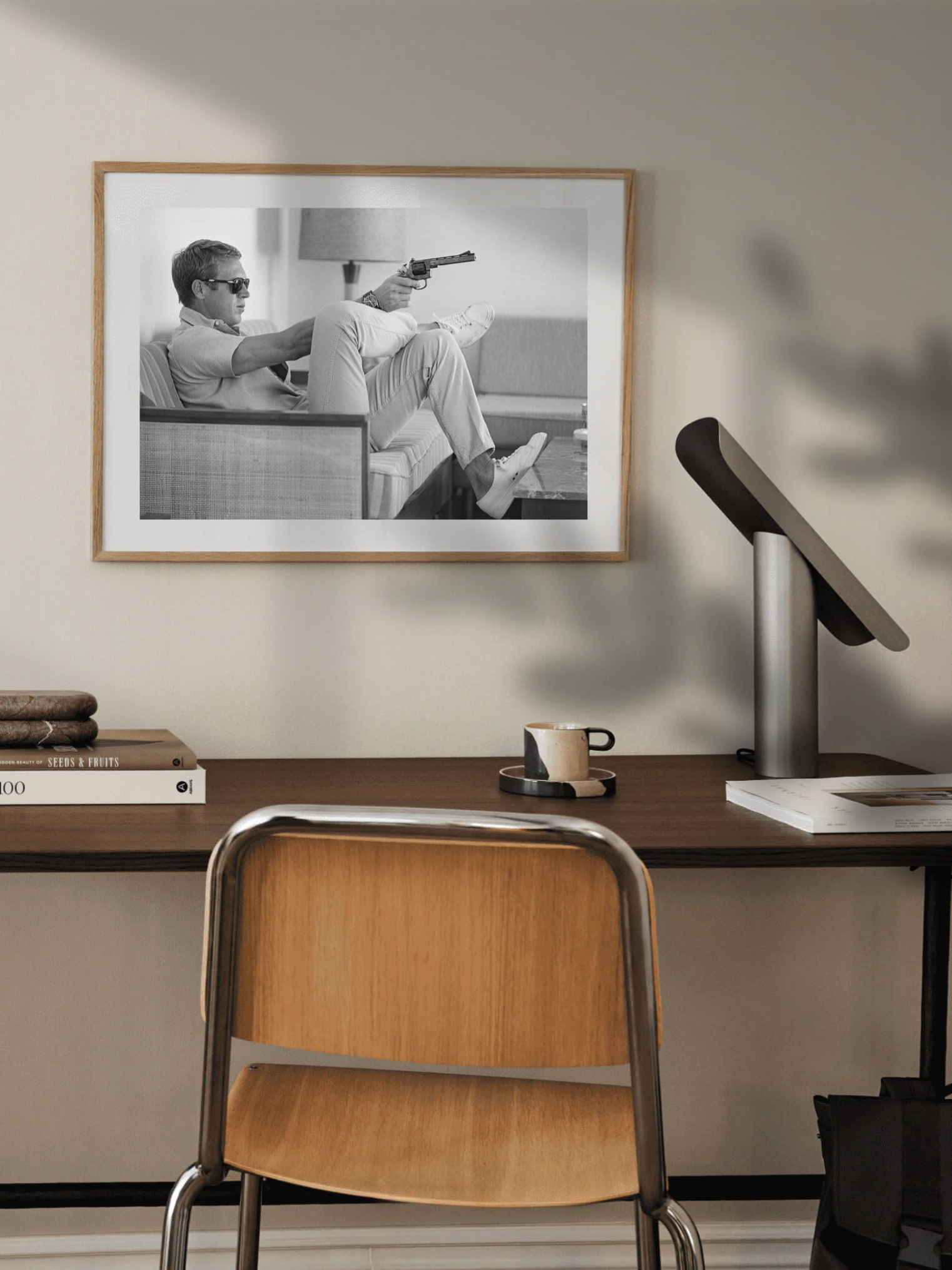 Steve McQueen Aiming Vintage Poster
