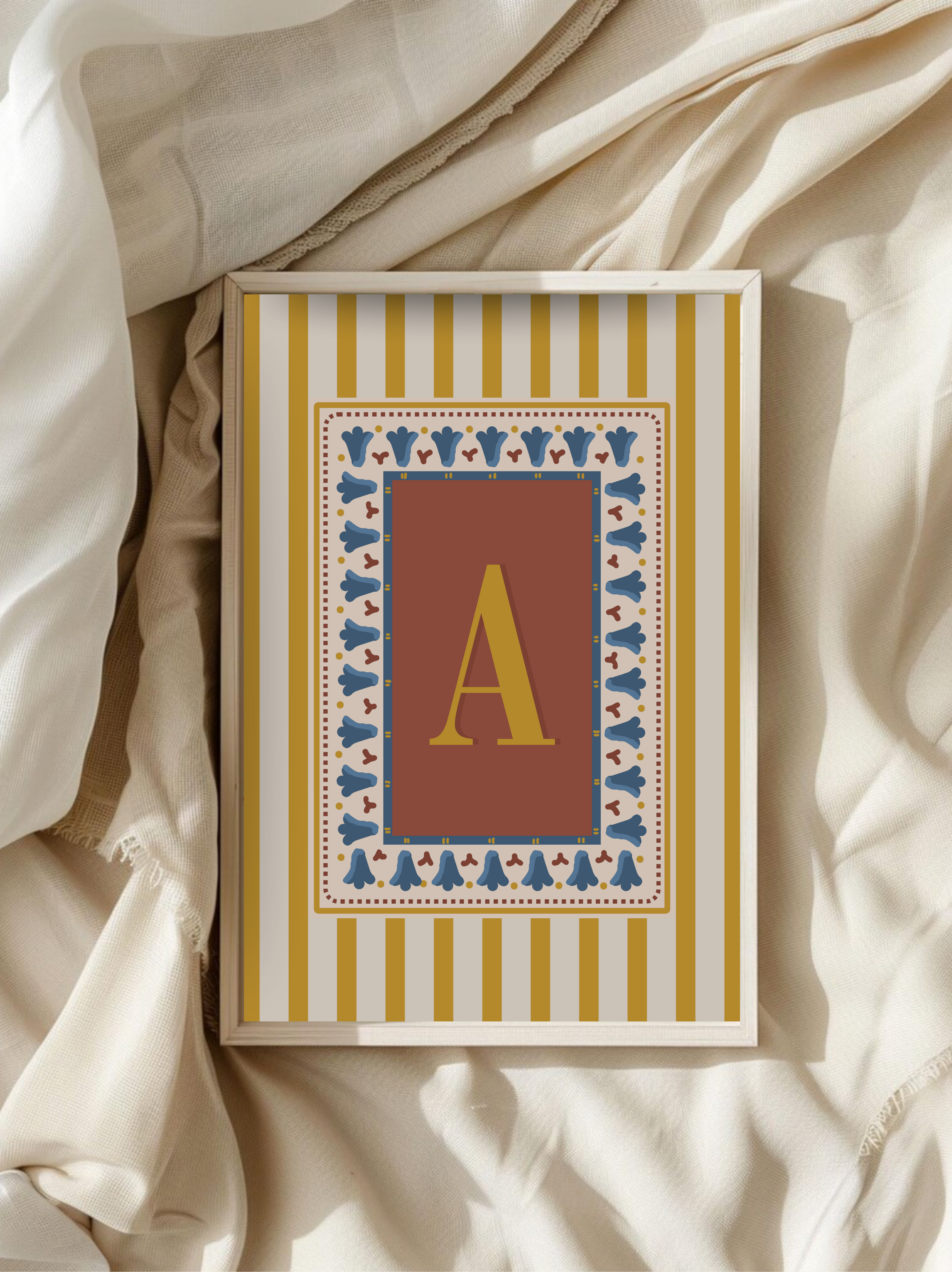 Custom Letter Striped Yellow Poster