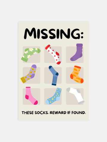 Missing Socks Funny Laundry Poster