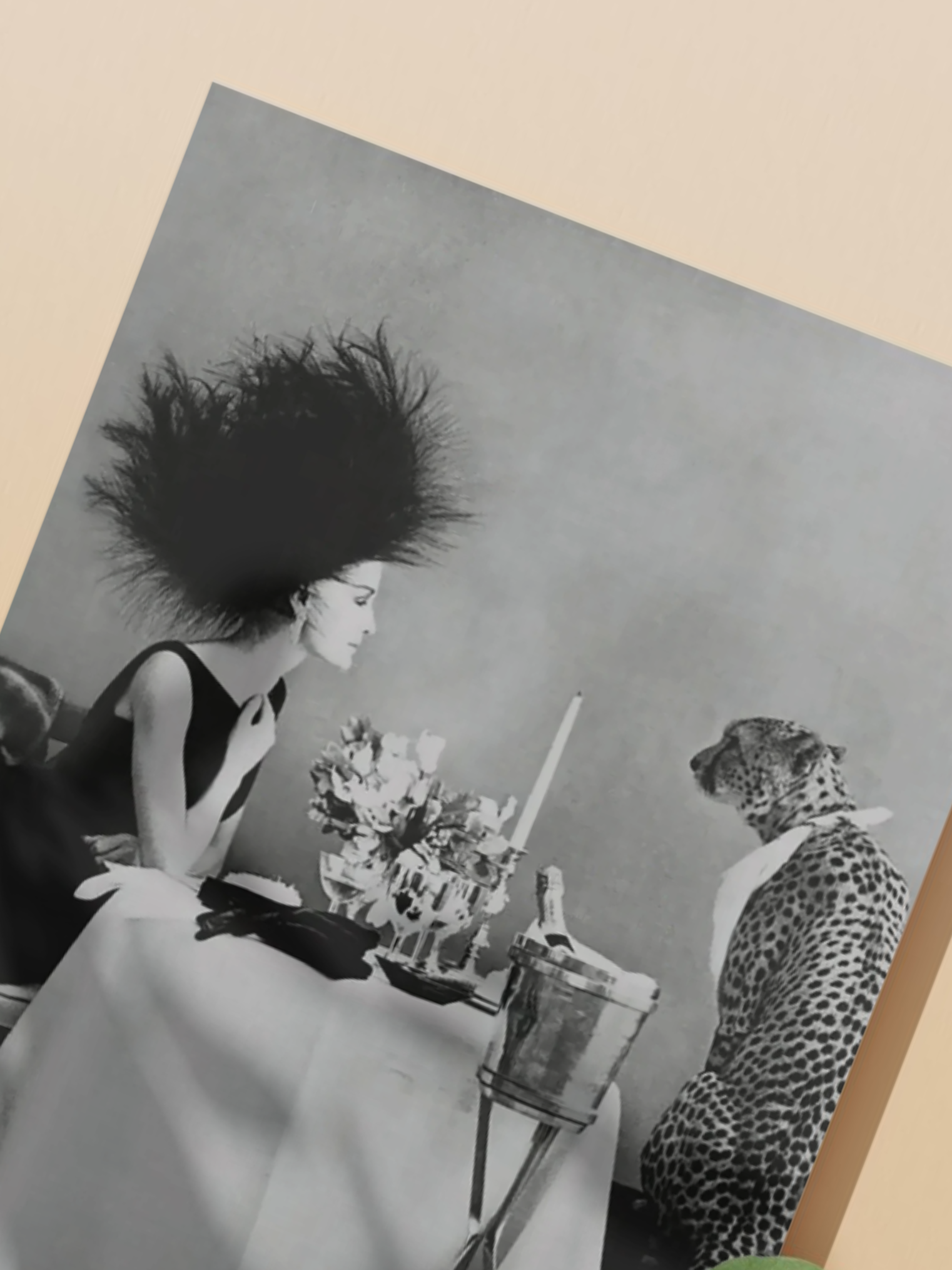 Model with Cheetah Vintage Poster