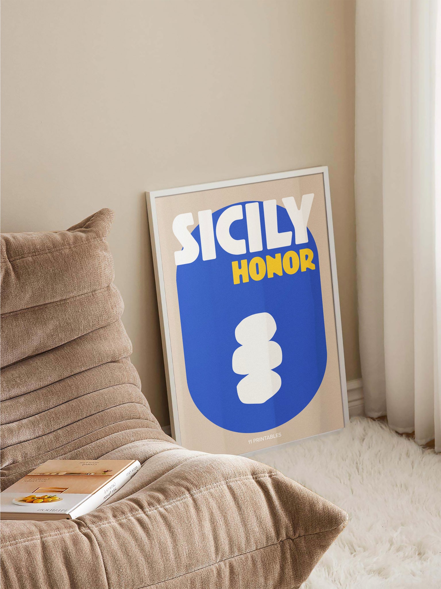 Sicily Honor Beige And Blue Poster