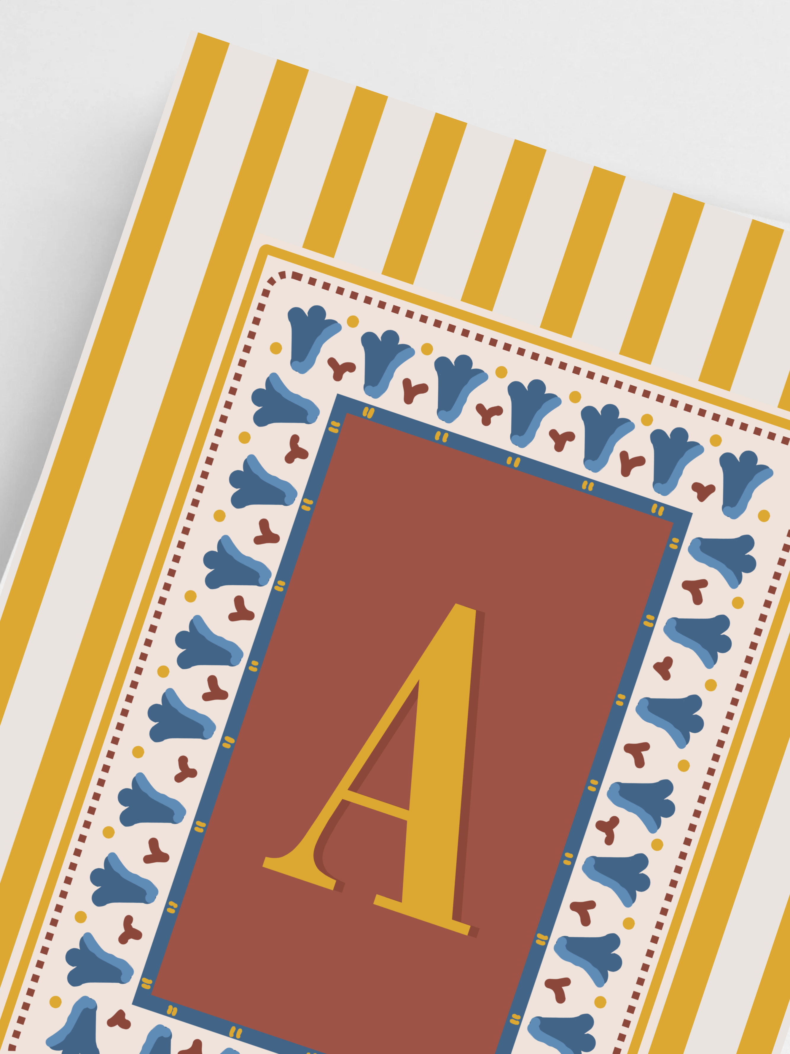 Custom Letter Striped Yellow Poster