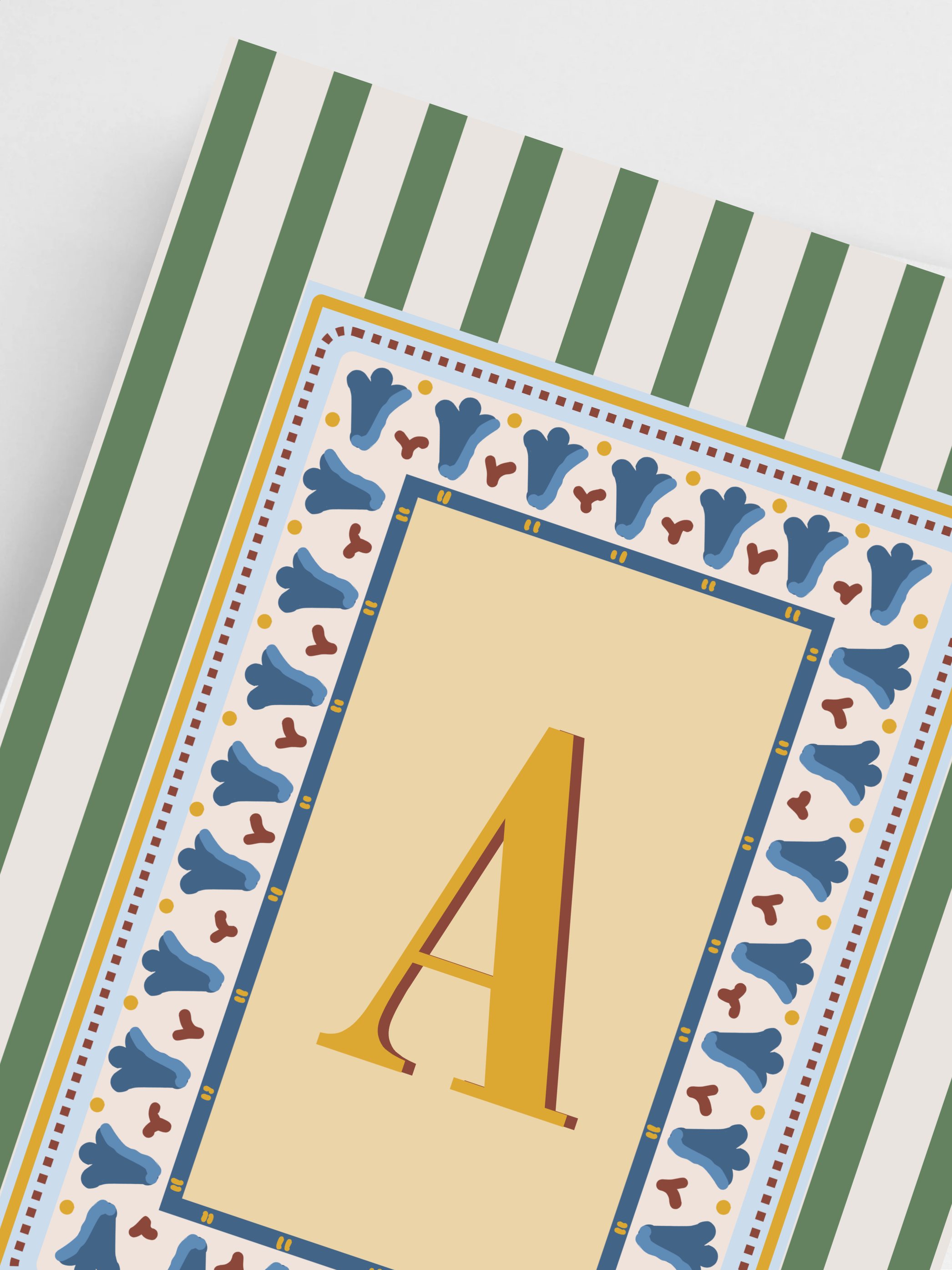 Custom Letter Striped Green Poster