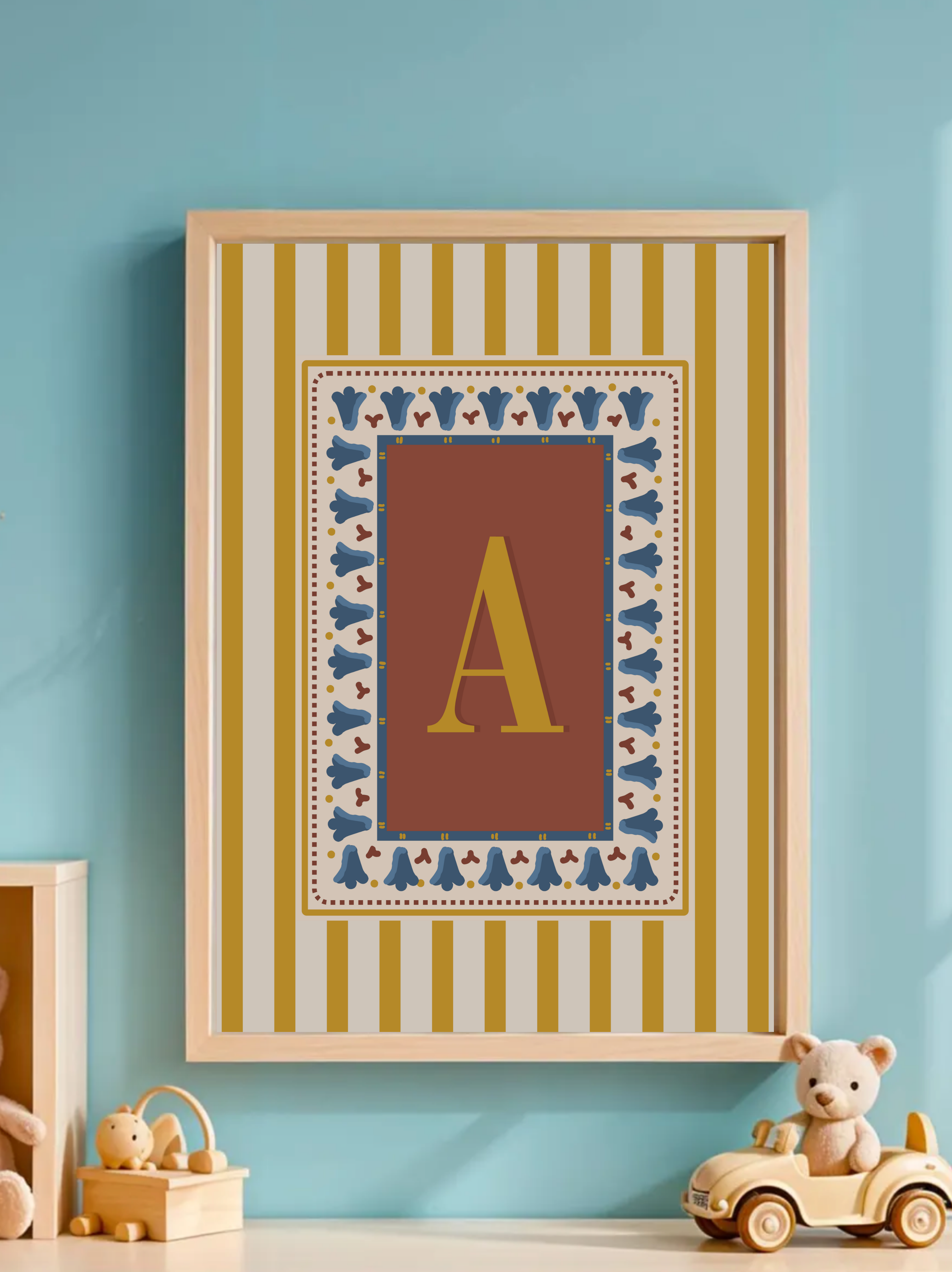 Custom Letter Striped Yellow Poster