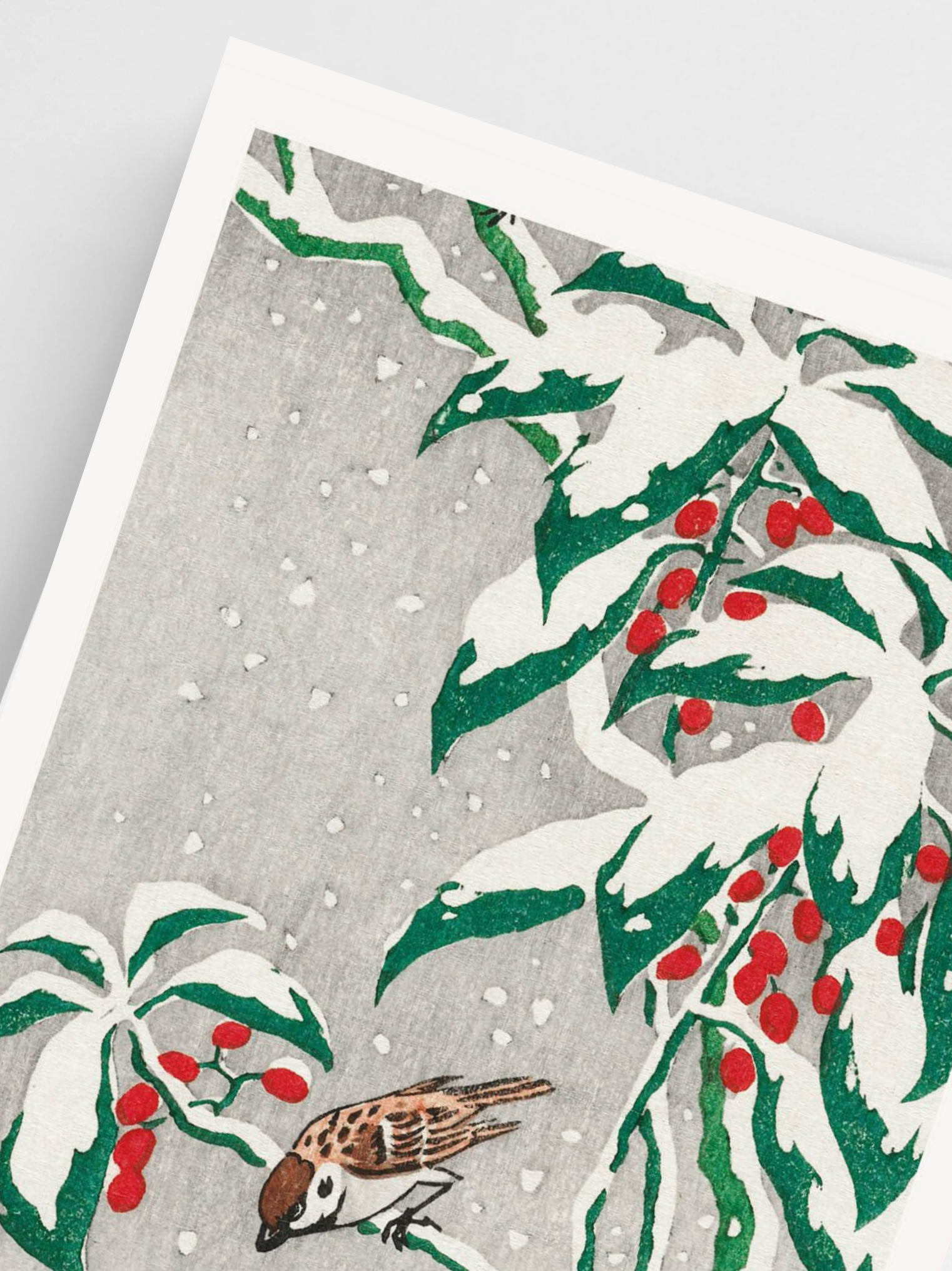 Japanese nature poster in warm seasonal interior