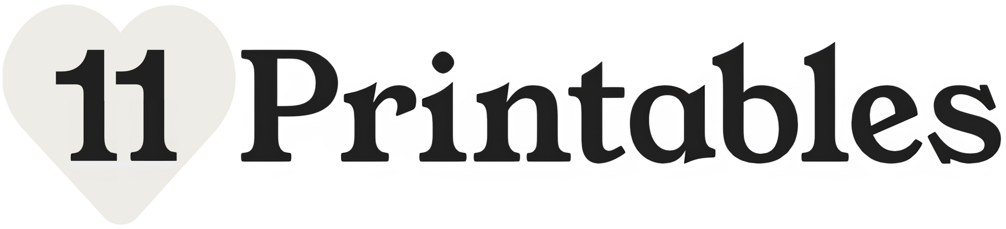 Logo with '11 Printables' text and a heart symbol on a white background