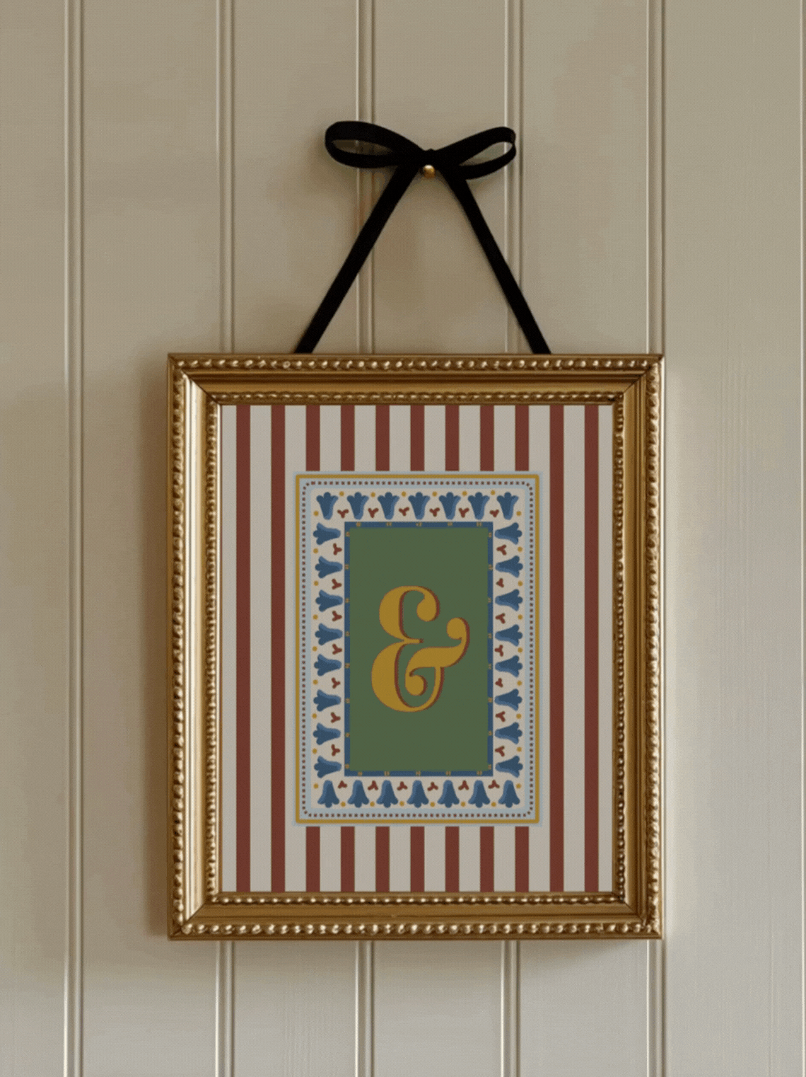 Custom Letter Striped Red Poster
