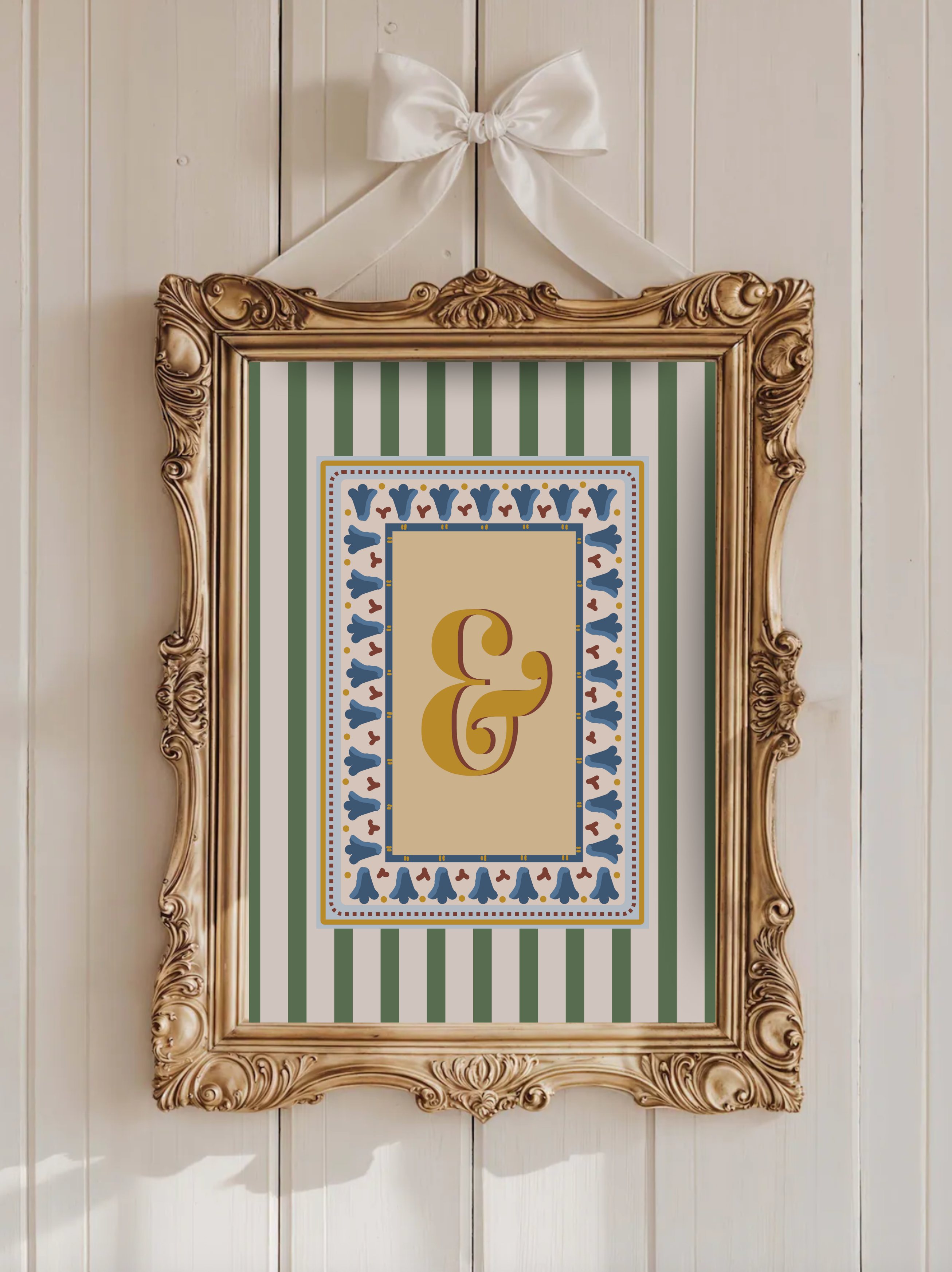 Custom Letter Striped Green Poster