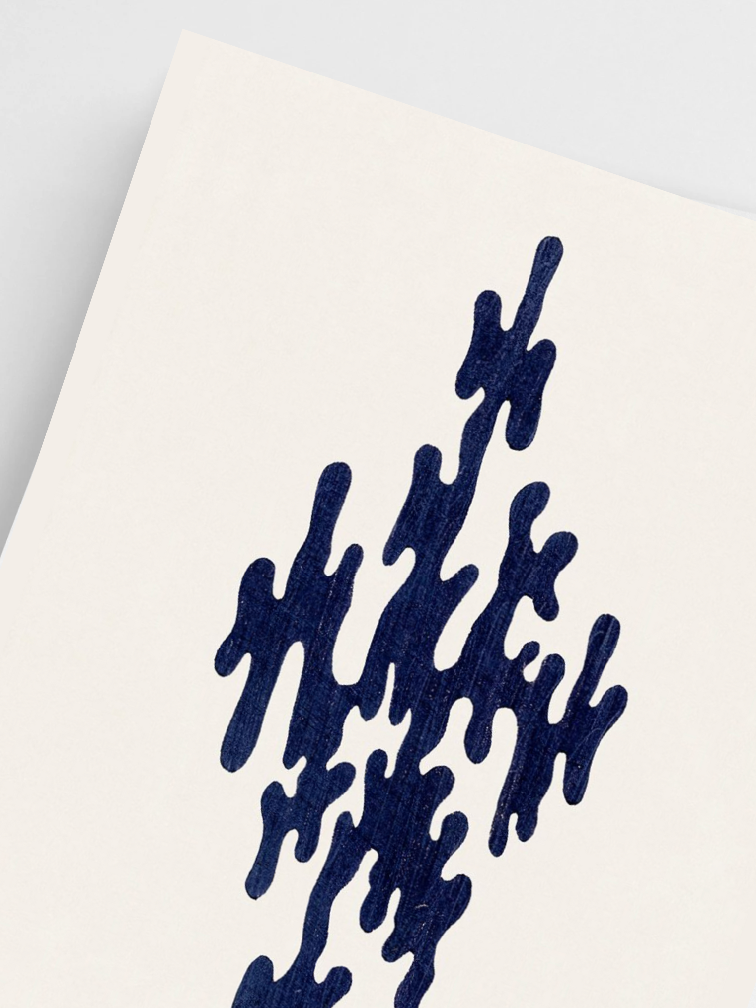 Close-Up Blue abstract pattern on a beige background Deep Blue Kanji poster 