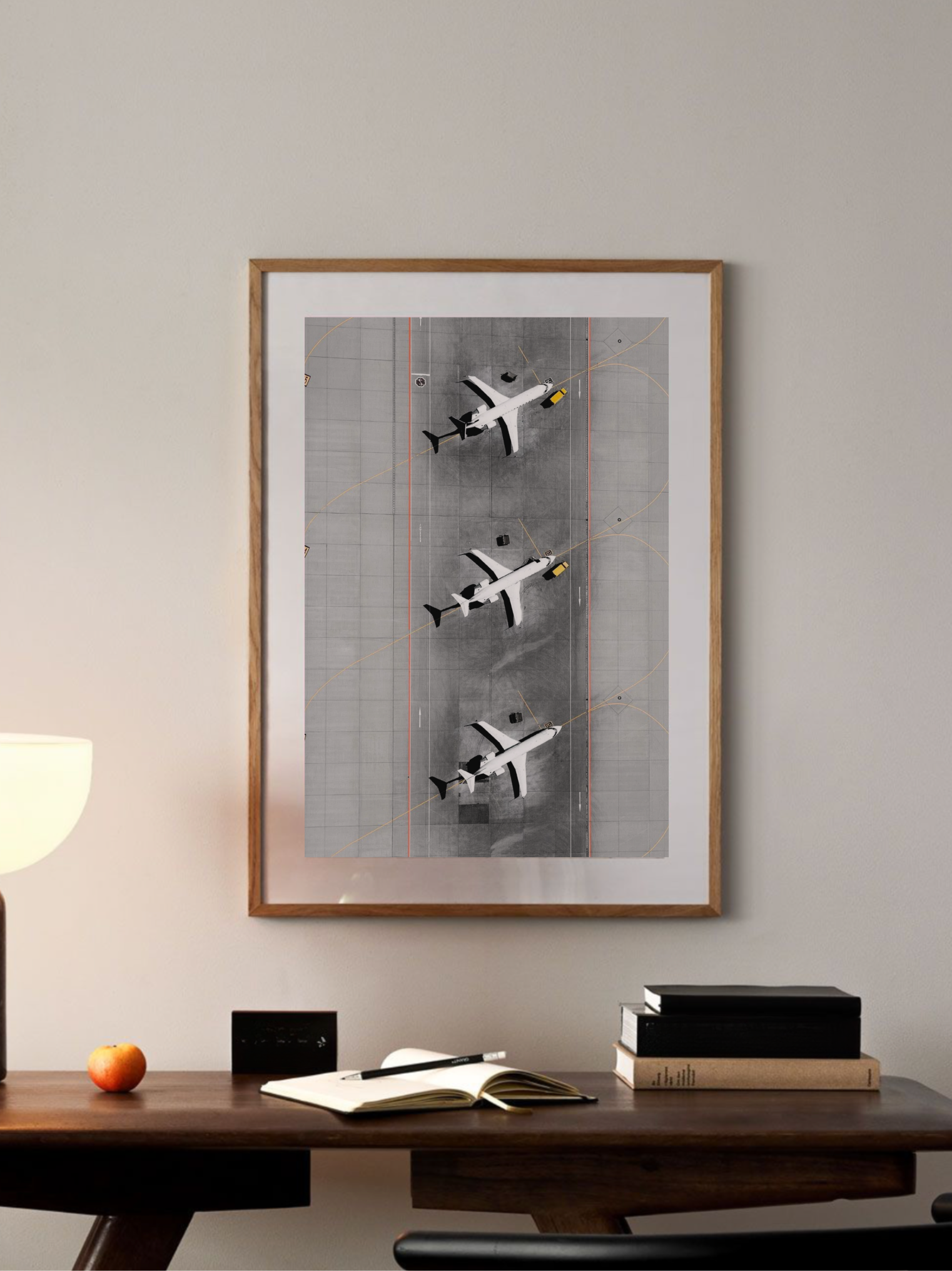 Graphic black and white airport poster