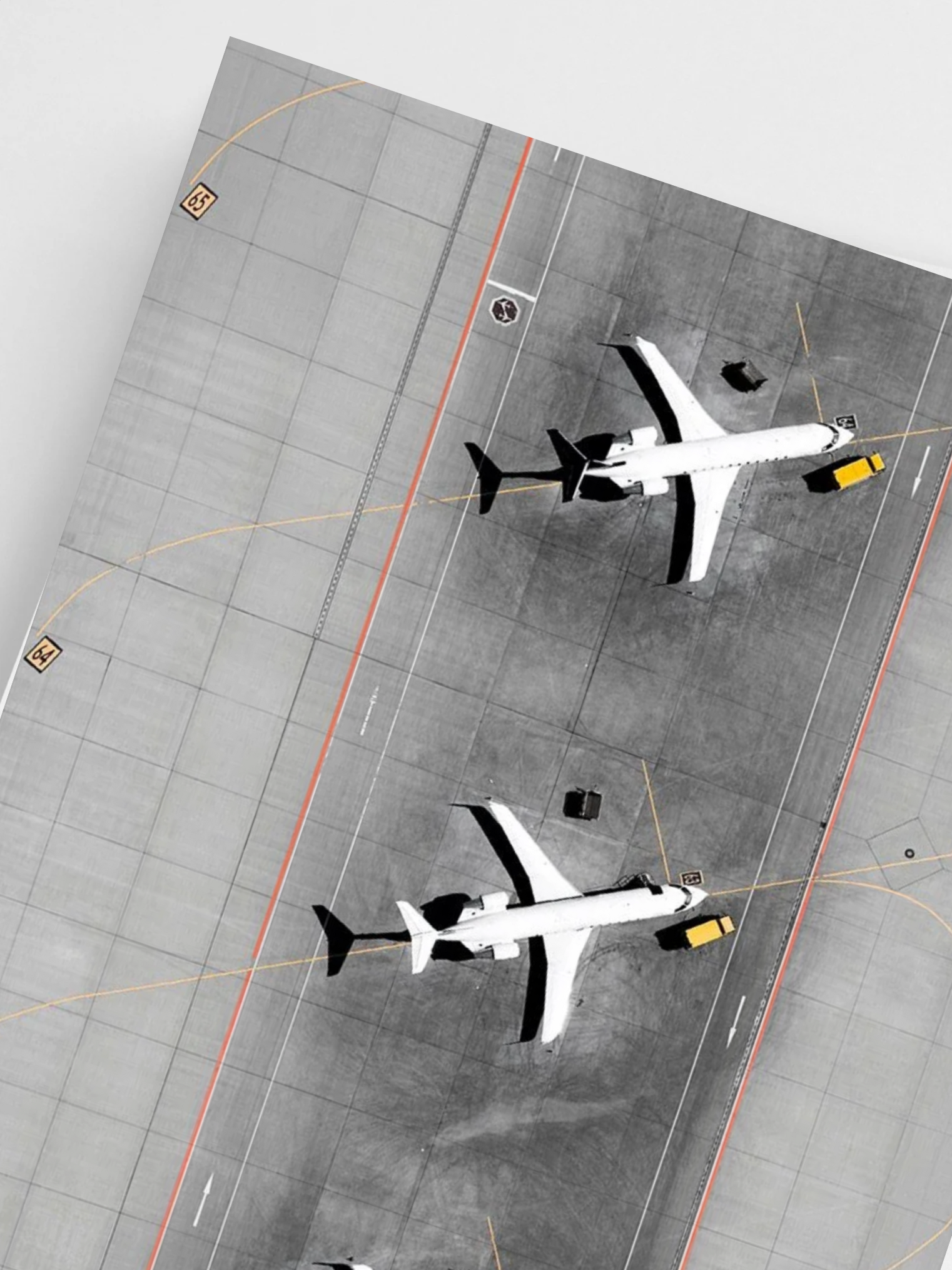 Airport poster styled in sleek industrial office