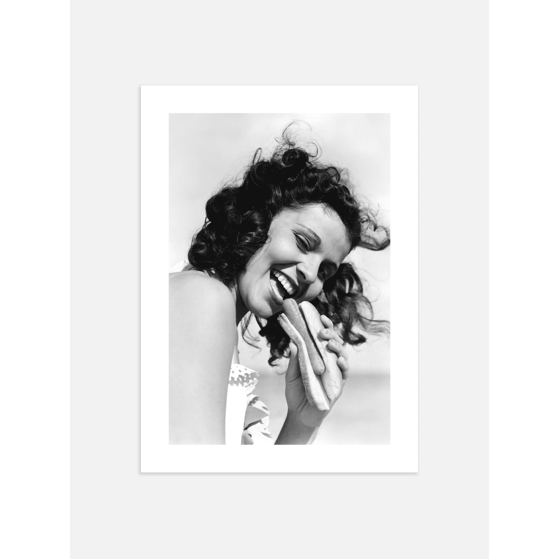 Retro Woman Eating Hot Dog Poster