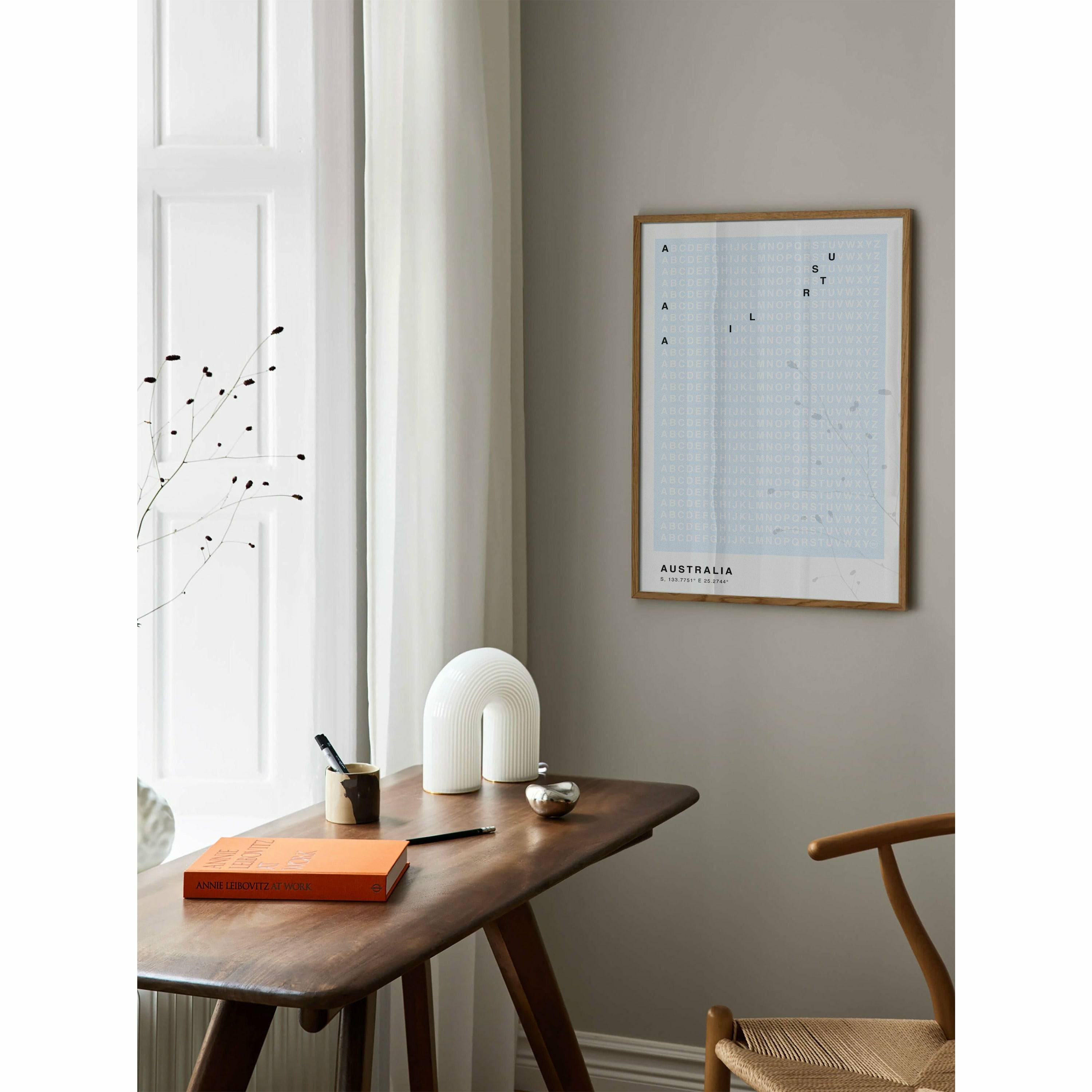 Australia Typography Poster Blue Minimalist