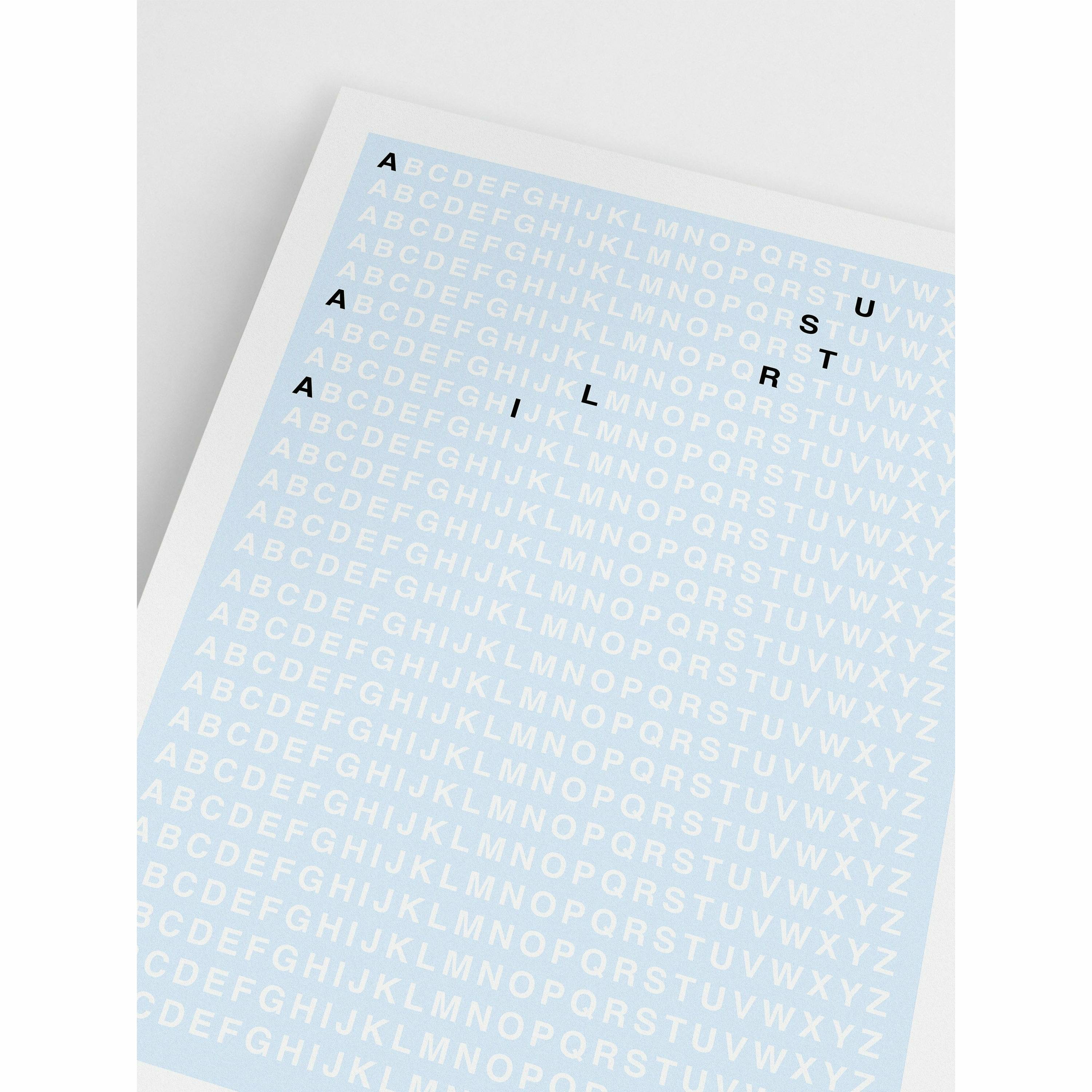 Australia Typography Poster Blue Minimalist